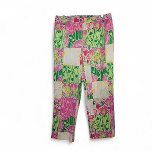 LILLY PULITZER Patchwork Capris Pants Sz 2 White Label